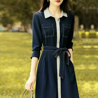 ĐẦM JEAN DENIM DÁNG XÒE PHỐI CỔ TAY LỠ - J.16
